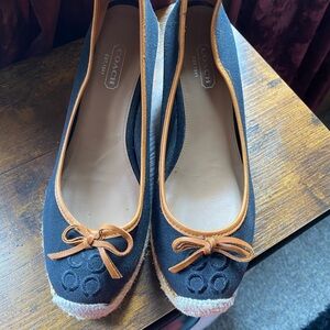 Coach Black and Brown Espadrille Wedge